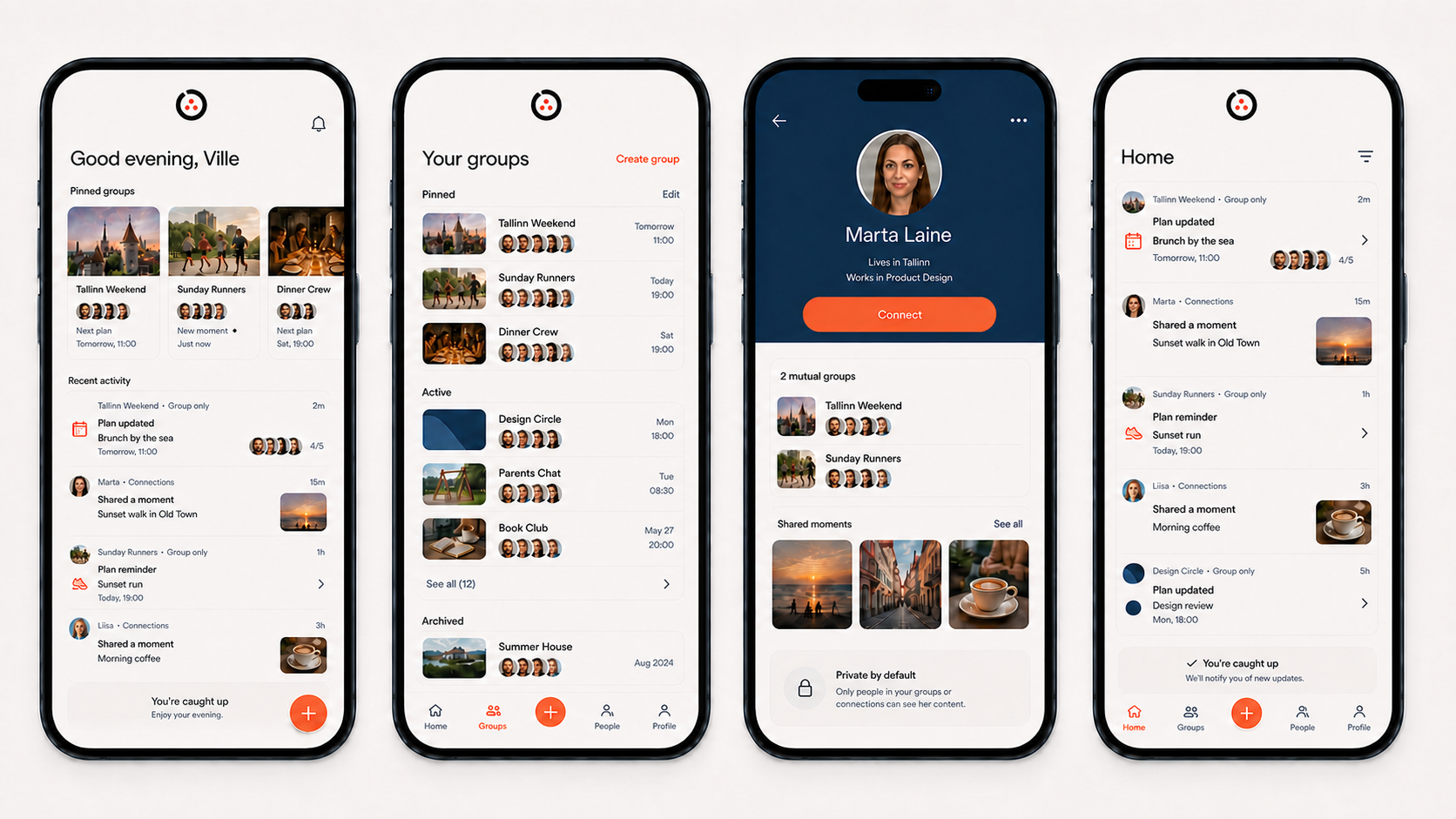 OMA interface showing multiple private groups
